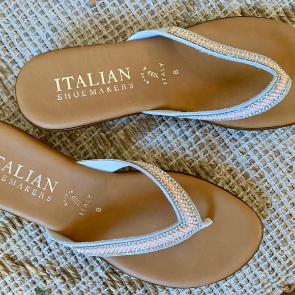 Italian Shoemakers Shoes - Italian Shoemakers Tan and Peach Wedge Sandals NWT - 8